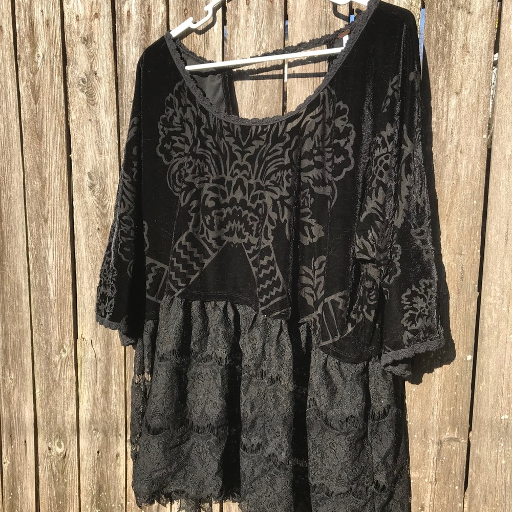 Free People, Burnout Velvet & Lace Tunic